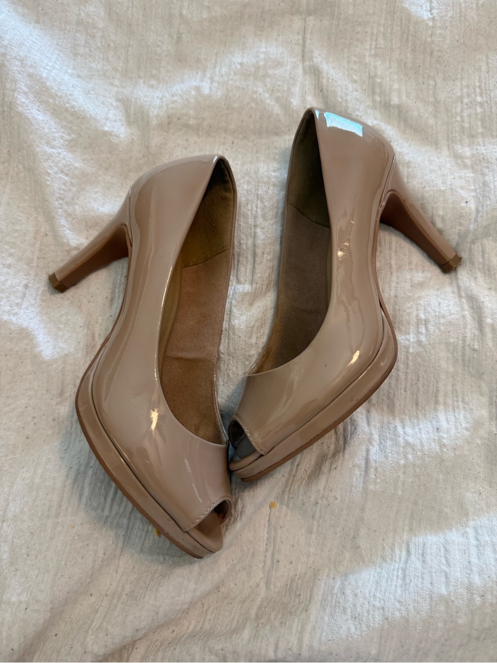CL by Laundry Nude Patent Peep-Toe Heels